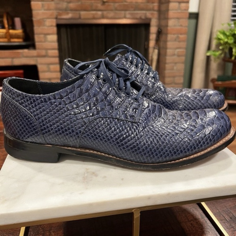 Stacy Adams Madison Black Anaconda Oxford Men's 9.5 D‎ Leather Dress Shoes